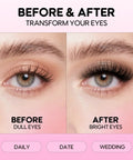 Before and after using DIY Lash Extensions Kit With 240Pcs 30D And 40D Lash Clusters, 10 To 16mm Thin Band, Soft Natural To Voluminous Lashes