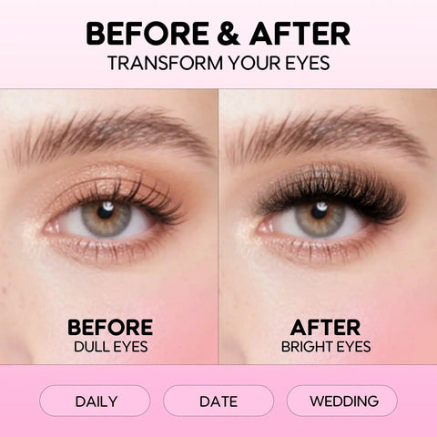 Before and after using DIY Lash Extensions Kit With 240Pcs 30D And 40D Lash Clusters, 10 To 16mm Thin Band, Soft Natural To Voluminous Lashes
