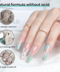 15 Ml Nail Dehydrator And Primer Kit For Nails Acid Free Base Coat shown on manicured hands with natural formula benefits
