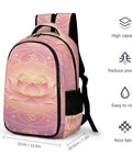 Om Sacred Lotus Mandala Art Backpack, large capacity, durable polyester, pastel design, unisex use, side pockets visible