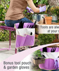 Upgraded Garden Kneeler And Seat With Rugged Steel Frame Sturdy Kneeler Bench With Tool Pouch EVA Foam Knee Pad