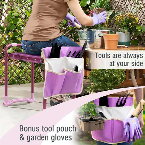 Upgraded Garden Kneeler And Seat With Rugged Steel Frame Sturdy Kneeler Bench With Tool Pouch EVA Foam Knee Pad