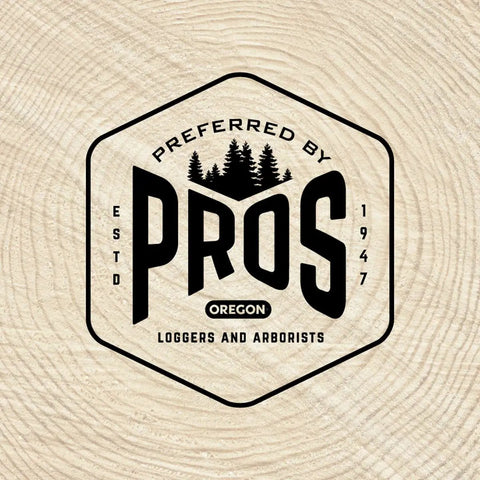 Logo featuring 'Preferred by Pros' with trees and 'Oregon Loggers and Arborists' text on wood grain background.