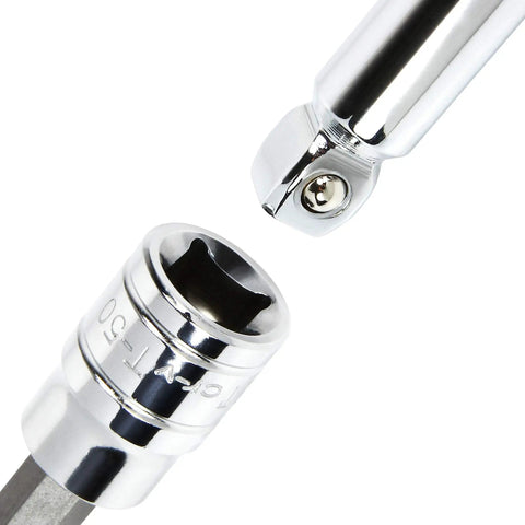 Torx T70 Star Bit Socket 1/2 Inch Drive High Visibility Size Markings S2 Chrome Vanadium Steel Beefy Rugged Tool Meets ANSI Standards Lifetime Warranty Professional Grade close-up