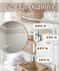 Heavy Duty Six Piece 12 Inch Wire Shelf Brackets With Rust Proof White Epoxy Coating Include Handy Shelf Clips And Mounting Hardware displayed with package quantity.