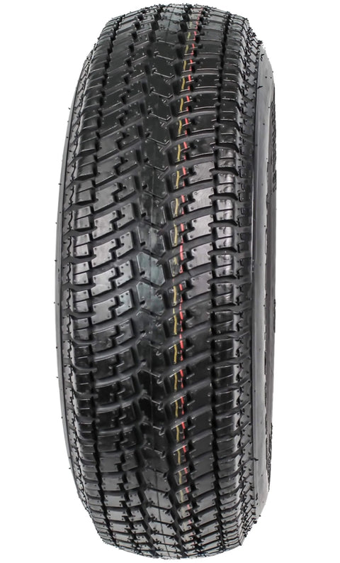 Front view of Two Pack Radial Heavy Duty Trailer Tire And Rim Set For ST205 75R14 14 Inch Wheels 5 Lug On Four Point Five Inch Center