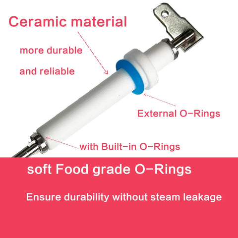 Premium Ceramic Steam Probe Set With O Rings For Breville Sage Dual Boiler Oracle And Oracle Touch Espresso Machines showing ceramic steam needle and O-Rings.