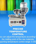 Ready To Roll Desktop 3D Printer Filament Extruder Machine With 1000 Watt Quick Heat System and Slick Pid Thermostat for ABS TPU PETG showing temperature control features.