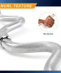 Close-up of knurl texture on Two Piece Threaded Curl Bar With Chrome Spin Lock Collars For Home Gym, emphasizing non-slip grip.