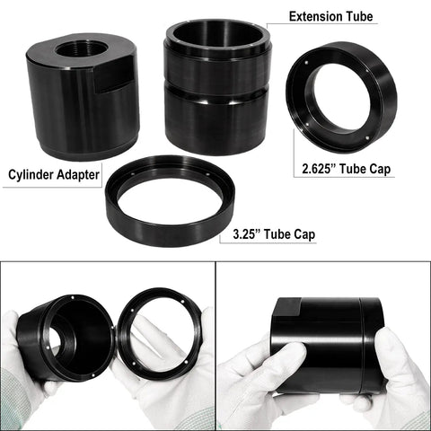 Leaf Spring Pin And Bushing Adapter Service Kit Remover And Installer Tool Set For Heavy Duty Trucks And Equipment Pro Grade Maintenance Kit with extension tube, cylinder adapter, and tube caps