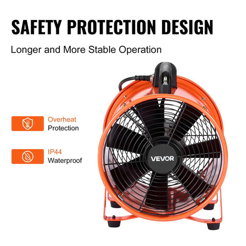 Beefy Portable Industrial Air Mover With Flexible Ducting And 10 Inch Blower for Extraction and Ventilation 1948 CFM High Velocity