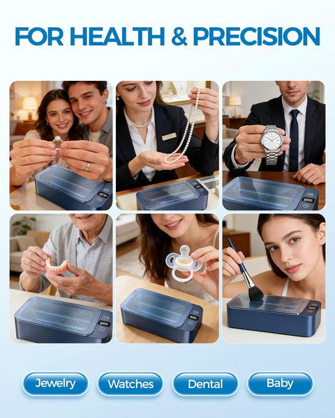 Heavy Hitter Ultrasonic Jewelry Cleaner With Triple Frequency Waves For Shiny Chains And Wristwatches Slick 316 Steel Tub during use.