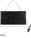 Lit LED Bar Sign Neon Style Display With Animated Lights And Energy Efficient LEDs for home bars with dimensions shown