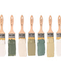 Seven paintbrushes with various colors including Drop Cloth Chalk Mineral Paint For Furniture In Matte Linen White 16 Oz Easy DIY
