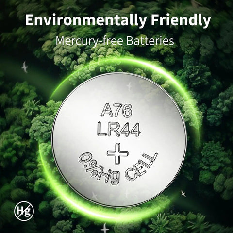 Heavy Duty 1.5 Volt Alkaline Button Coin Cell Batteries 60 Pack Providing No Sweat LR44 AG13 A76 SR44 357 Power for Mercury-free A76 cell.