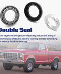 Beefed Up Rear Axle Bearing Kit With Inner Spacer And Differential Seal Kit For Model 20 Dana 44 And Nissan M226 Jeep Wrangler JK 2007 Through 2018 Non Rubicon Replacement 1 Set - showing components and pickup truck.