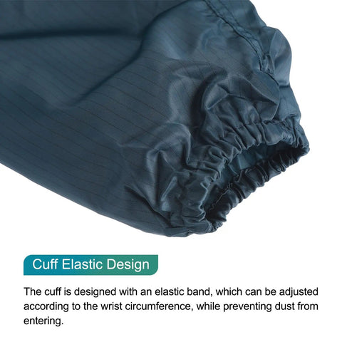 Cuff detail of Top Shelf ESD Anti Static Lab Coat For Men And Women Unisex Work Jacket With Conductive Fibers Navy Blue.