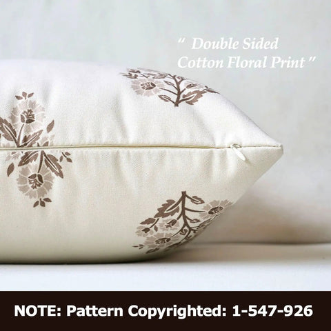 Decorative Floral Pillow Covers 18x18 Inch Set Of 2 For Couch Brown Neutral 2 Pack Cover Only For Sofa Or Chair Decor With Easy Care Fabric And Durable Sewn Edges For Cozy Home Vibe, hidden zipper and floral print