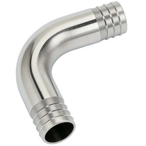 Lophtnix stainless steel 304 sanitary hose barb elbow, 2-inch barbs, 90-degree, includes 2 hose clamps