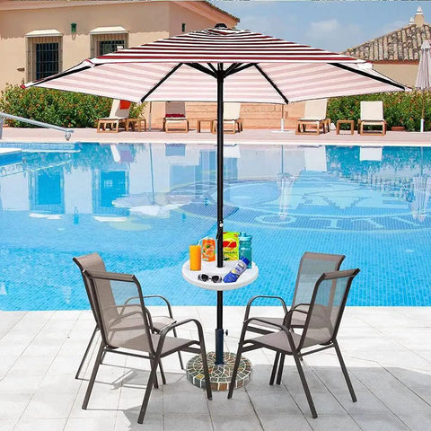 13 Inch Beach Umbrella Table Tray With Cup Holders And Snack Compartments For Beach Patio Or Poolside Use White Finish Fits Poles