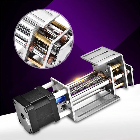 Slick Electric Linear Rail Guide And Z Axis Slide Module featuring stainless steel and stepper motor for CNC upgrades.