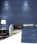 Navy Blue PVC 3D Wall Panel With Large Wave Design 32 Sqft Coverage Waterproof FireResistant Lightweight And ScratchResistant DIY Wall Decor