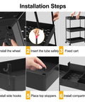 Installation steps for Space Saving Slim Storage Cart With 3 Tier Rolling Utility Smart Organizer Fits Tight Spots In Narrow Gaps In Bathroom Kitchen Laundry Or Office Black
