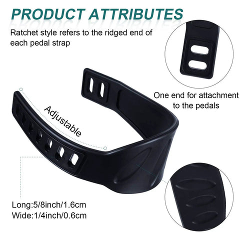 2 Pairs Universal Exercise Bike Pedal Straps For Home Gym Durable Rubber Straps Built Wider And Longer For Maximum Comfort
