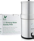 Premium Stainless Steel Gravity Water Filter System With 2 Ultra Sterasyl Ceramic Candles On Your Kitchen Counter Ready Made in the UK