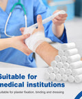 Gauze Roll Bandage Pack 3 Inch By 4.1 Yards Soft Nonstick Breathable Wound Wrap For First Aid And Medical Use shown in dressing application.