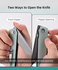 Chop 3.15 Inch Folding Pocket Knife With 14C28N Steel Blade And G10 Handle showing front flipper and flipper opening