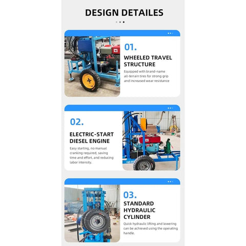 Design details of Portable Water Well Drilling Rig With Hydraulic Drive For Small Farms Residential Lots And Groundwater Projects