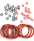 Silicone O Rings Set For Coffee Machines And Espresso Makers, 50Pcs Gasket Seals Replacement Kit visible in red and black colors