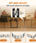Extra Wide 60 Inch Free Standing Dog Gate For Home Doorways Rock Solid Metal Pet Fence with rotatable hinges and Z, U, L-shape configurations.