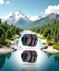 Two Pack IP68 Industrial Breather Vent With Dual M12x1.5 Pressure Equalization Valves in scenic mountain river background