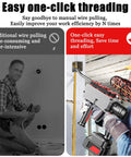 Hot New Electrician Wire Tugger With 90 Degree Bends, Smart Pulling Tool For Running Cables Through Walls Fast, Includes 15 Meter Lead And Dual Batteries, High Performance Stringer Device You Need For Big Projects showing one-click threading feature.