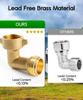 Two Pack 90 Degree Brass Hose Elbow Connector Lead Free Easy Grip Adapter For RV Water Hookups Outdoor Faucets And Garden Hoses No Kink Flow Durable Brass Construction For Long Lasting Performance lead-free brass elbow