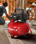 Oil Free 6 Gallon Pancake Air Compressor, 175 PSI Portable Little Powerhouse With 10 Piece Accessory Kit on job site