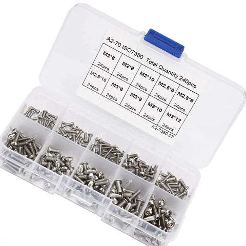 Premium Hex Bolt Set 240 Pieces Stainless Steel Kit With Assorted Sizes For DIY Projects At Home And Garage Rust Resistant Fasteners For Builders And Weekend Warriors, organizer box with labeled sizes