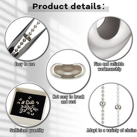 Product details of Must Have 24 Piece Bead Chain Stopper Set For 7 Mm Beads Metal Crimp Ball Stopper For Blind Control Fits Sizes 6 Or 8