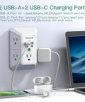 Top Shelf Compact Power Strip With Five Roomy AC Outlets And Four Fast Charge USB Ports Engineered For Reliable Surge Protection installation with devices charging.
