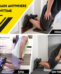 Three people using Hamstring Curl Strap With Built In Fitness Knee Mat For Home Gym, Holds Up To 420 Pounds, Sit Up Bar, Spanish Squats