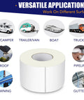 RV Roof Tape 4 Inch By 50 Feet Weatherproof Sealant Tape For RV Repair And Camper Roof Sealing UV Resistant, uses illustrated