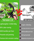 Updated Plant Tying Machine Kit With Auto Tape Gun and Slick Garden Binding Tool, comparing new version and old version features.