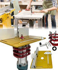 Rock Solid Aluminum Router Lift Precision Milling Table Insert for woodworking, featuring a stainless steel motor mount.