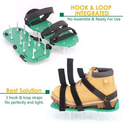 Lawn Aerator Shoes With Strong Hook And Loop Straps For Quick Easy Aerating Of Soil, One Size Fits All, sandal with boot