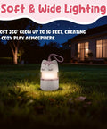 Two Pack Unicorn Themed Kids Camping Lanterns With RGB Multicolor Lights Battery Powered with lanyard in garden at night