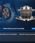 Rear Wheel Hub And Bearing Assembly With 5 Lugs And ABS For Honda Accord 2005 Through 2007 And Acura TSX 2004 Through 2008 Two Piece Wheel Hub Replacement 512327 Compatible Flange Diameter 5.49 Inches