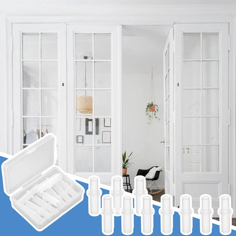 Bi Fold Top Mount Pivots Kit 10 Pcs Nylon Three Eighths Inch Bi Fold Top Pivot with storage case and white bifold closet doors