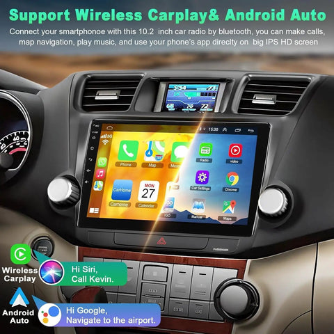 Toyota Highlander 2008-2013 Dope Car Stereo With 10.2 Inch IPS Touch Screen displaying smartphone apps